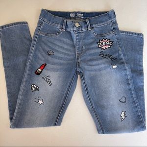 Girl’s embroidered patch Jeggings/Jeans by Wonder Nation Size 10/12